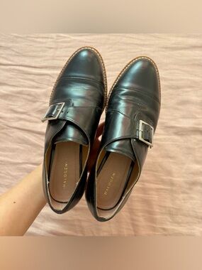 Halogen Leather Single Monk Strap Loafers